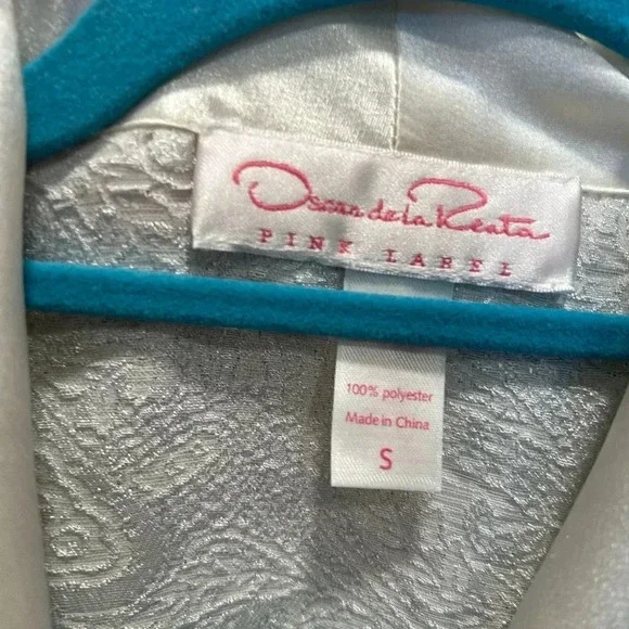 OSCAR DELA RENTA PINK LABEL VINTAGE TEXTURED FLIRTY EYE-CATCHING ROBE SLEEK TRIM - Picture 5 of 5